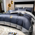 Set de cama de sábanas de bordado de algodón 100% egipcio